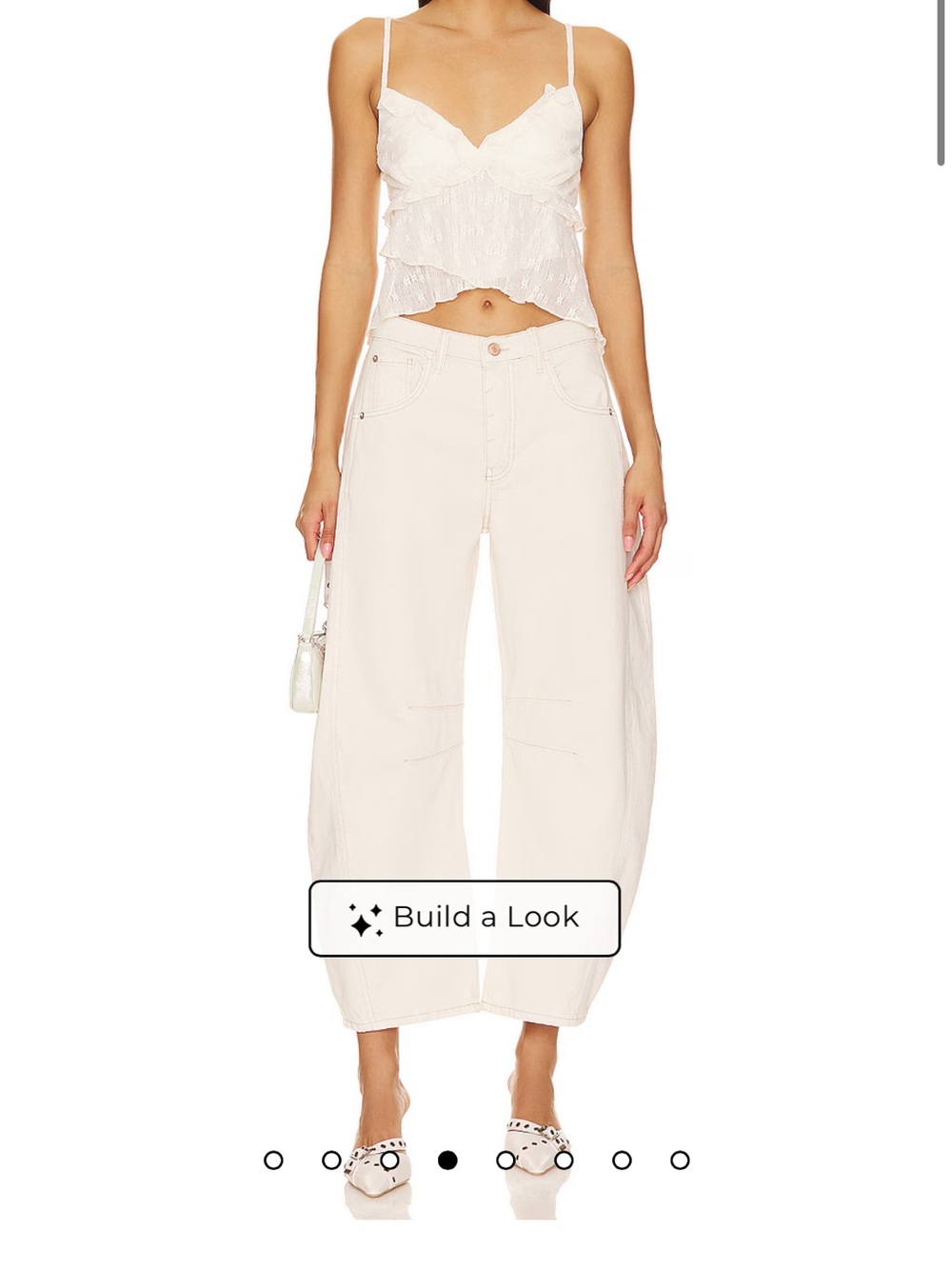 Free People Good Luck Mid Rise Barrel Jeans in Milk